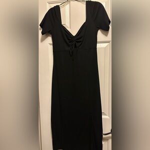 H&M Black A-Line Midi dress Tie Front